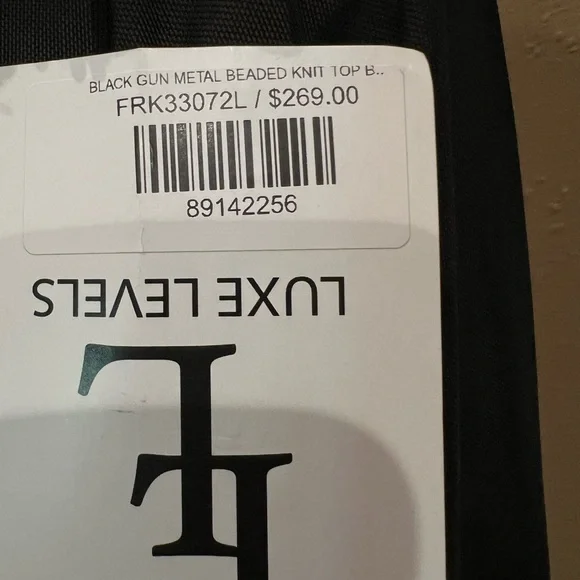 Frank Lyman black gunmetal beaded knit top Size Large - Picture 8 of 9